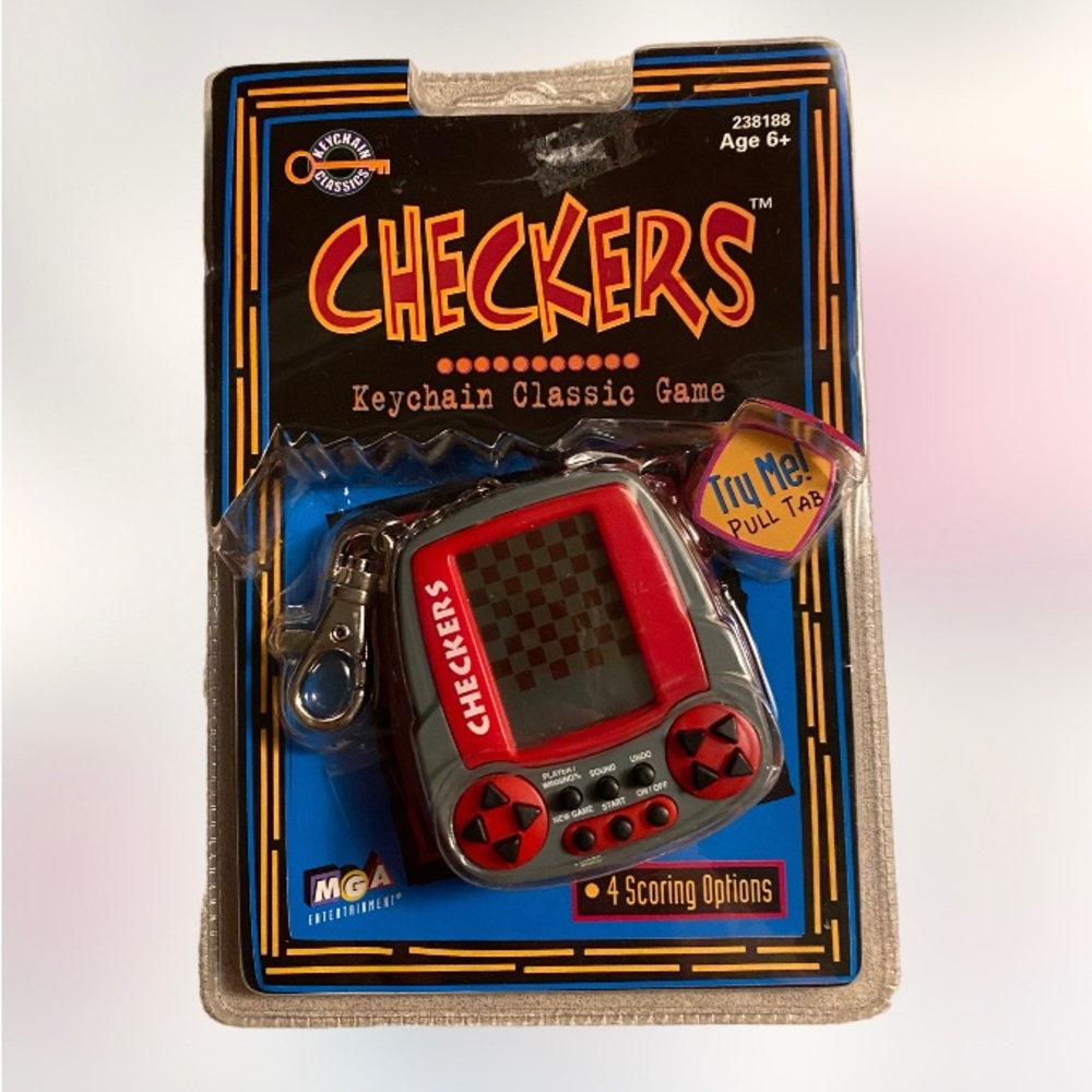 NOS 1999 vintage checkers electronic keychain sealed 1-2 players  by MGA